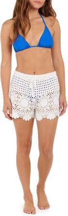 Citrus Crochet Cover-Up Shorts in White at Nordstrom, Size X-Small