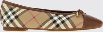 Burberry Highgate Coated Cotton Ballet Flats with Vintage Check Pattern and Bow