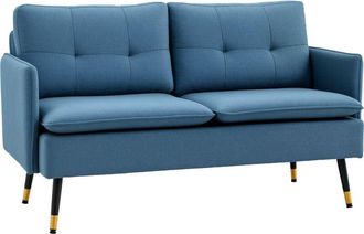 HOMCOM Homcom - Sof&aacute; De 2 Plazas Moderno Sof&aacute; De Sal&oacute;n Tapizado En Poli&eacute;ster Con 4 Cojines Reposabrazos Y Patas De Acero Para Dormitorio 139x68x80 Cm Crema