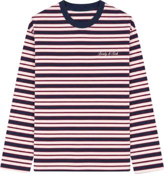 Sporty & Rich Signature Logo Easy Longsleeve - Dames - Tops - Blauw - Maat: M Katoen