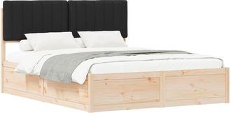 vidaXL Estructura De Cama Con Cabecera Tapizada Negro 150 X 200 Cm Vidaxl