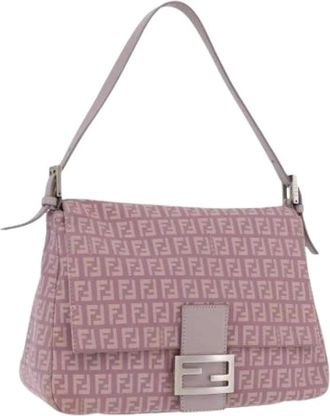 Fendi Pre-owned Shoulder Bags, female, Pink, Size: ONE SIZE Pre-owned Zucchino Canvas Shoulder Bag