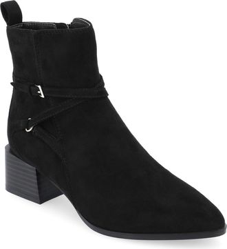 Journee Collection Estelle Bootie in Black Suede at Nordstrom Rack, Size 5.5