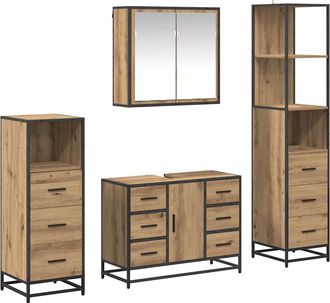 vidaXL Juego De Muebles De Ba&ntilde;o 4 Uds. Roble Artisan Vidaxl
