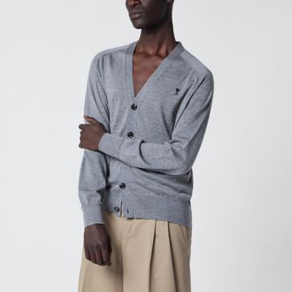Ami Grey Ami De Coeur cardigan in wool