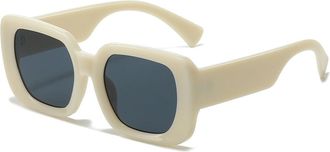 Generic Large Frame Square Men Sunglasses Outdoor Vacation Women Driving Sun Glasses(Beige)