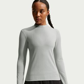 Nike Womens Nike Sportswear Tight Long-Sleeve Top in Grey | IQ0065-077