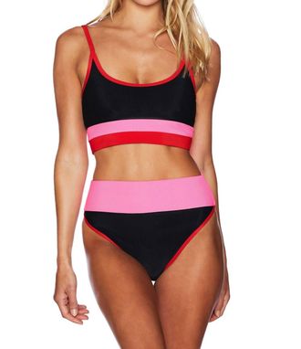 Beach Riot Eva Top In Lipstick Colorblock