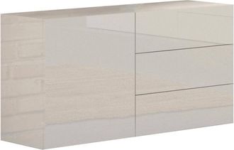 Dmora Dmora Credenza moderna a 1 anta e 3 cassetti, Made in Italy, Madia da cucina, Buffet di design da soggiorno, cm 110x40h35, colore Antracite lucido