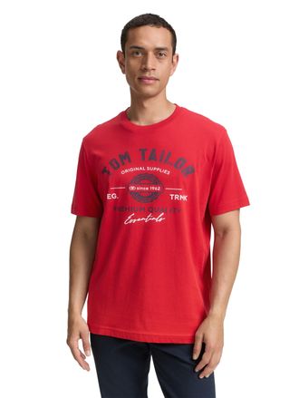 Tom Tailor T-Shirt TOM TAILOR, Herren, Gr. XXL, rot (samba rot), Single Jersey, Obermaterial: 100% Baumwolle, bedruckt, regular fit normal, Rundhals, Shirts T-Sh