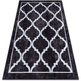 RugsX Rugsx - Alfombra Lavable Miro 51639.806 Trellis Enjerado Antideslizante - Negro Black 120x170 Cm