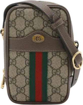 Gucci Pre-owned Ophidia GG Supreme Schoudertas - Dames - Vintage Schoudertas - Bruin - ONE Size - Leer - Vintage