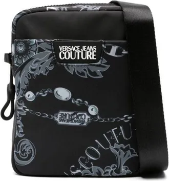 Versace Jeans Couture baroque-pattern print shoulder bag - men - Polyester/Polyester - OS - Black
