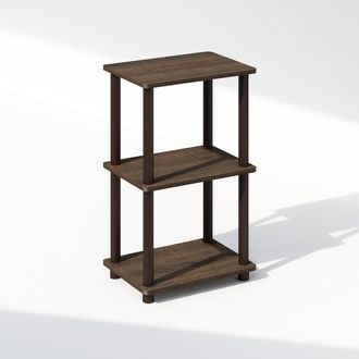 Furinno Turn-N-Tube 2-Tier End Table, Side Table, Walnut/Brown