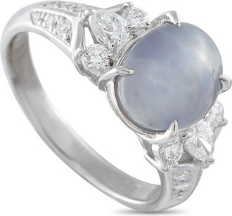 Luxury Bazaar Platinum 0.54ct Diamond and Sapphire Ring MF31-110425