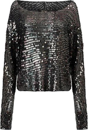 Mes Demoiselles... Sequin Gebreide Top - Dames - Longsleeves - Zwart - S - Pailletten - Tops