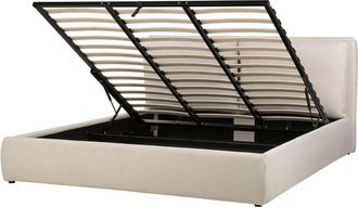 Beliani Cama Con Almacenaje De Tela Beige Claro 180 X 200 Cm Bajonna