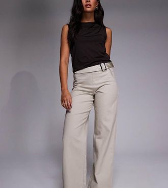 the frolic Esclusiva The Frolic - Pantaloni a fondo ampio beige in denim di cotone con cintura in metallo-Neutro