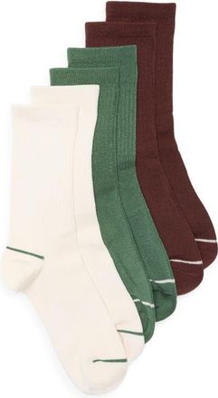 Nordstrom 3-Pack Athleisure Crew Socks in Ivory- Brown- Green at Nordstrom, Size 9