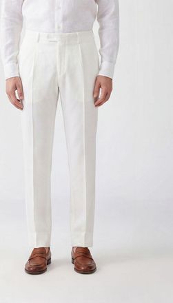 Boglioli Pantaloni sartoriali slim fit in lino con chiusura decentrata