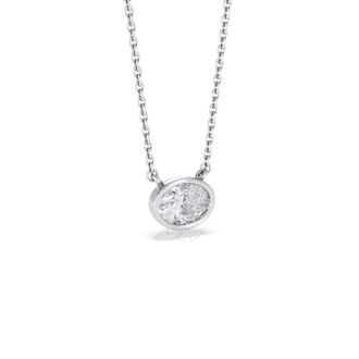 The Diamond Store Horizon Oval Cut Lab Diamond Solitaire Necklace 0.50ct H/SI in 9K White Gold