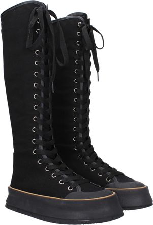 Max Mara Womens Black Fabric Lace-Up Boots