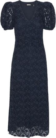 Rotate Gedrapeerde midi-jurk met pofmouwen - Dames - Casual kleedjes - Bruin - 3XS - Katoen - Kleedjes