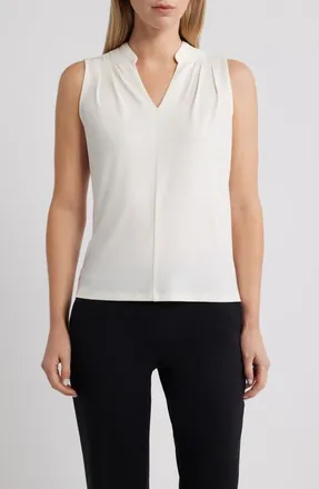 Anne Klein Pleat Shoulder Sleeveless Top in White Dove at Nordstrom, Size X-Large