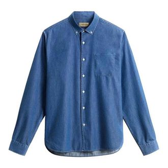 Woolrich Indigo Overhemd - Heren - Spijkeroverhemden - Blauw - S - Katoen - Overhemden