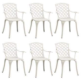 vidaXL Sillas De Jard&iacute;n 6 Unidades Aluminio Fundido Blanco Vidaxl