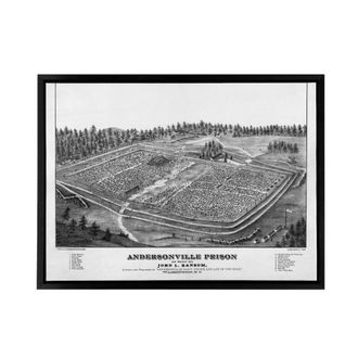 Artery8 Ransom US Civil War Andersonville Prison Framed Canvas Wall Art Print in Grey | Size: W24 x H32