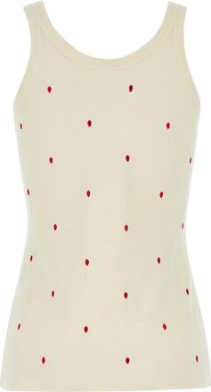 Bottega Veneta Womens Fiammifferi Tank Top Beige Cotton Nylon Sweater