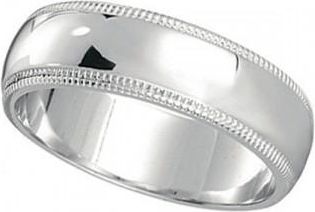 Allurez Mens Wedding Band Dome Comfort-Fit Milgrain 950 Platinum (5 mm)
