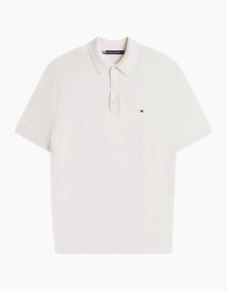 Tommy Hilfiger Mens Tommy Hilfiger Ess Cotton Knitted Polo Z00 Ivory Petal - White - Size: 42