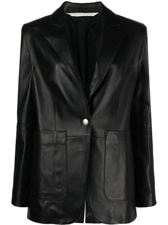 Palm Angels side stripe leather blazer - Black