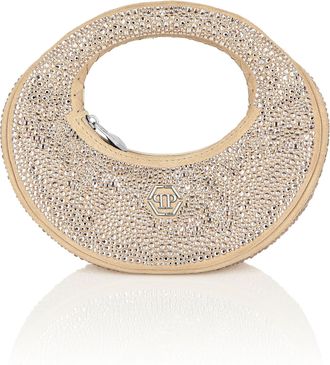Philipp Plein Suede Mini Handle Bag Strass