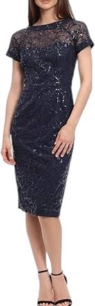 Maggy London Sequin Short Dress In Navy