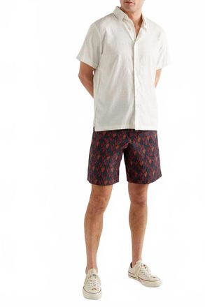 Orlebar Brown Devlin Aquila Printed Cotton Drawstring Shorts In Black Port