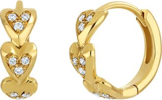 Bony Levy Mika 18K Yellow Gold Diamond Heart Huggie Hoop Earrings at Nordstrom Rack