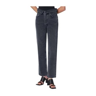 A Gold E Straight Jeans, female, Blue, Size: W28 Echo Taper Flip Waistband Jean