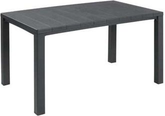 Keter Mesa rectangular para jardín con efecto madera, acabado dogato, Keter Julie, color antracita