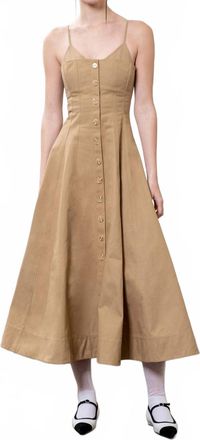 Moon River Layered Boned A Line Midi Dress In Beige