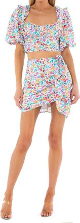 For Love & Lemons Gilles Mini Skirt In Aqua