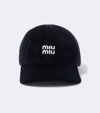 Miu Miu Gorra de terciopelo con logo