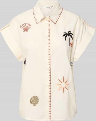 b.young B.Young Regular Fit Hemdbluse mit Allover-Motiv-Stitching Modell Jesse in Beige, Gr&ouml;&szlig;e 42