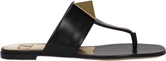 Valentino Garavani Black Calfskin Flat Womens Sandals