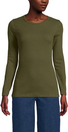 Lands End Cotton Rib T-shirt in Olive Drab at Nordstrom, Size X-Small P