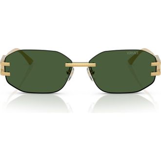 Versace 58mm Oval Sunglasses in Gold /Dark Green at Nordstrom