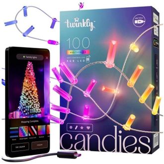 Twinkly Twinkly Strings Candle 100 Led, Guirnalda Led Con Forma De Vela, Cable Luminoso Led, Multicolor Rgb, Compatible Con Alexa, Google Home, Luces De Juego