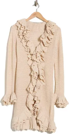 Alice & Olivia Yara Ruffle Wool Cardigan in Oatmeal Heather at Nordstrom Rack, Size X-Small
